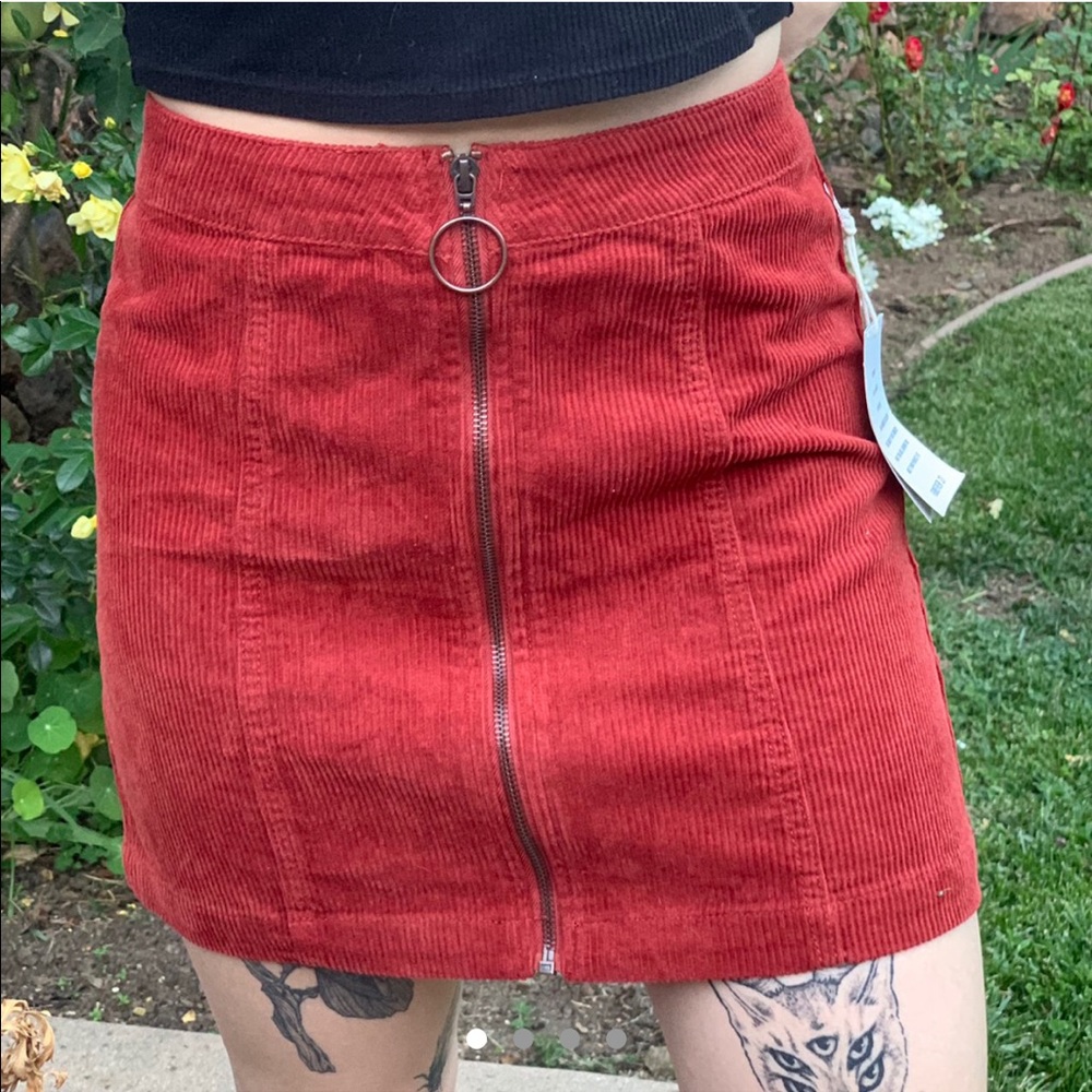 Forever 21 Zippered Rust Corduroy A-Line Skirt